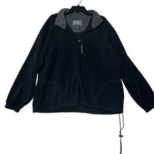 Vintage Roundy Ridge Mens XL Pullover Black fleece 1/4 Zip kangroo pocket